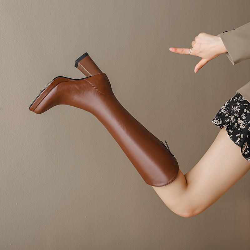 Fashion Night Club Platform Women Knee High Boots Sexy Thick High Heels Pointed Toe Shoes Modern Long Botas Para Mujer