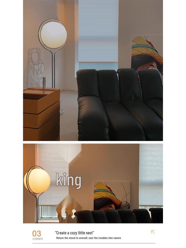 Nordic Mid-Century Bauhaus Sphere Floor Lamp – Minimalist Designer Bedside Light
