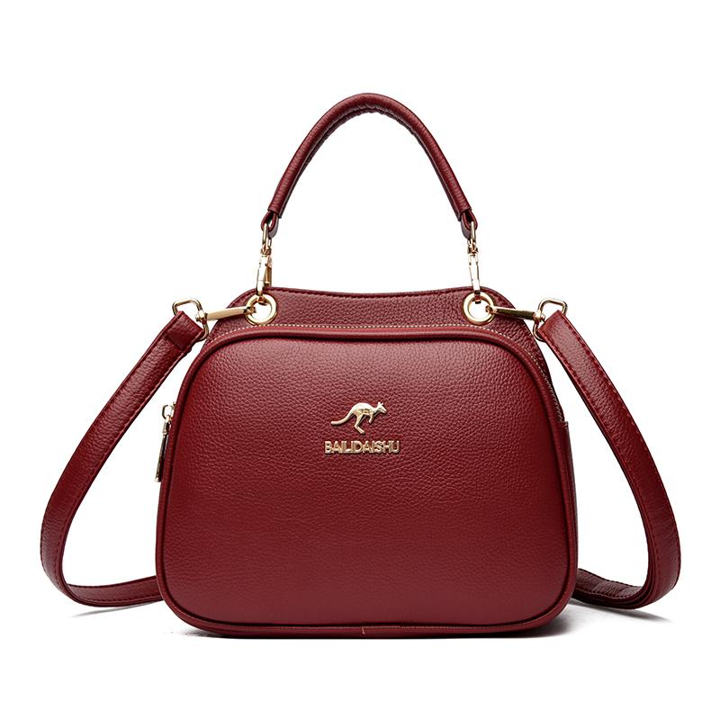 

High quality soft leather women s handbag luxury designer women s bag luxury large capacity shoulder bag Sac A Main (20cm Max Length 30cm) красный