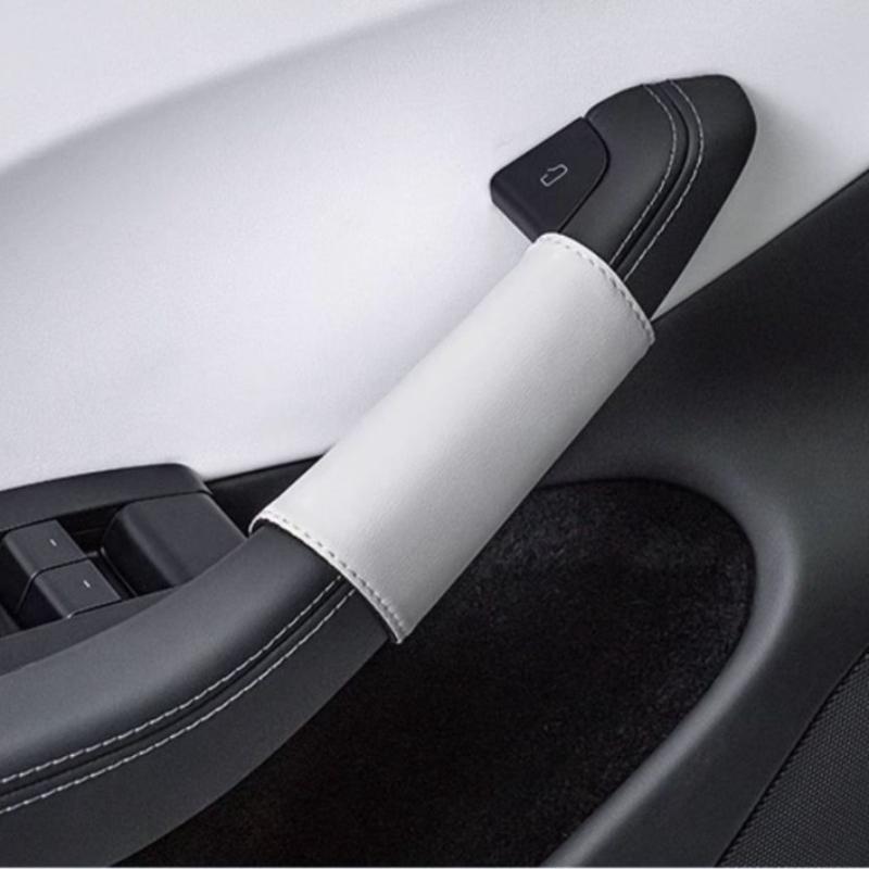For Tesla Model 3/Y 2025-2025 Leather Protective Case 4PCS Car Door Inner Handle Protector Cover Door Handle Gloves Accessories