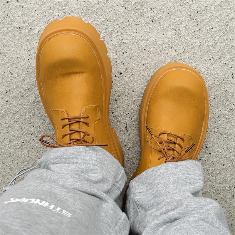 Fashion Stylish Men Wide Toe Tooling Oxfords Shoes 2025Classics Casual Leather Outdoor Work Derby Shoes Lace-up Comfy Thick Bottom Shoes