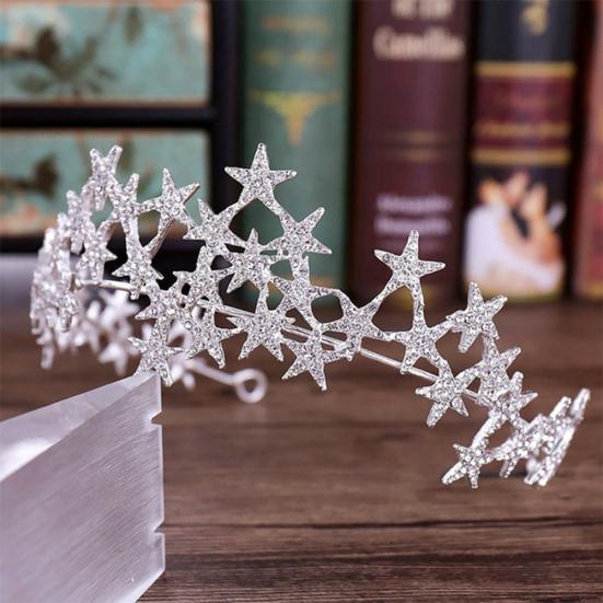 Strass-Stern-Haarreif Haarreif Diadem Krone Braut Hochzeits-Haarschmuck