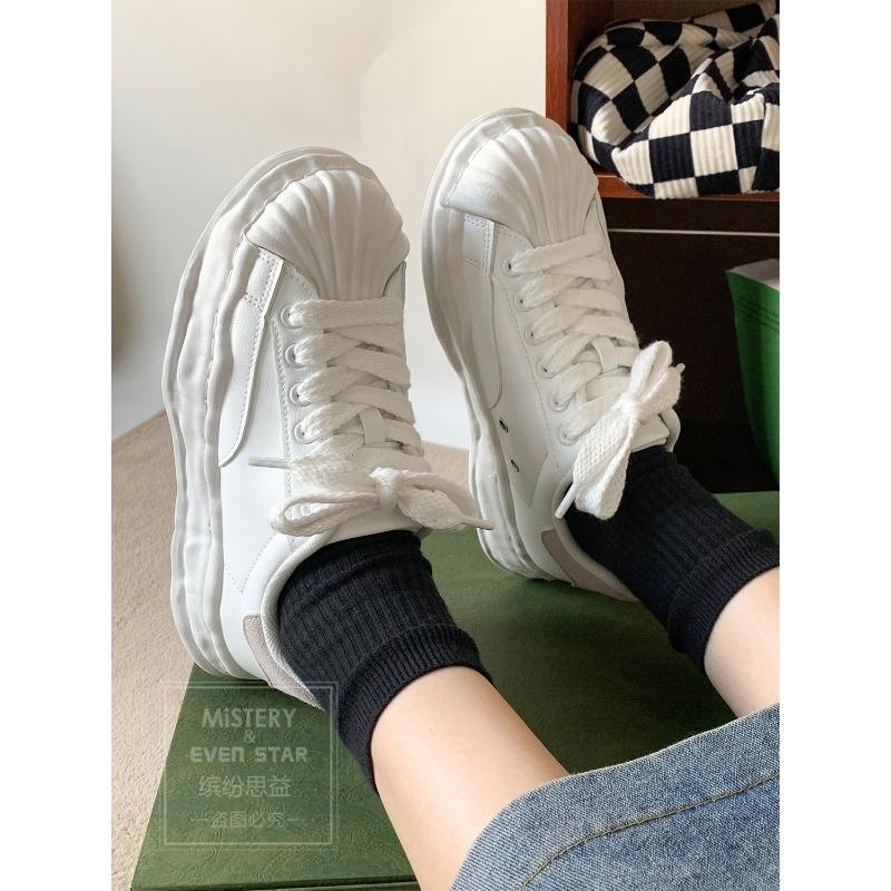 Shell head thick sole heightening niche white shoes new casual shoes children's tide 635