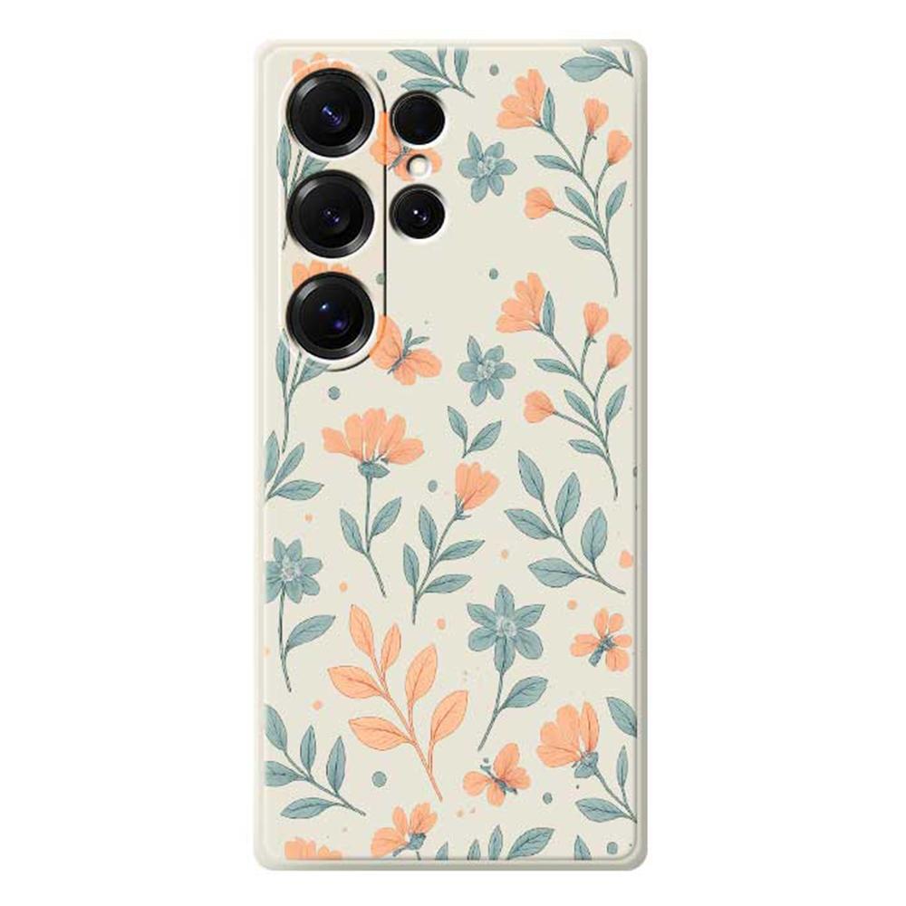 

For Samsung Galaxy S25 Ultra Case Yellow Flowers Pattern Printing Straight Edge TPU Phone Back Cover Beige