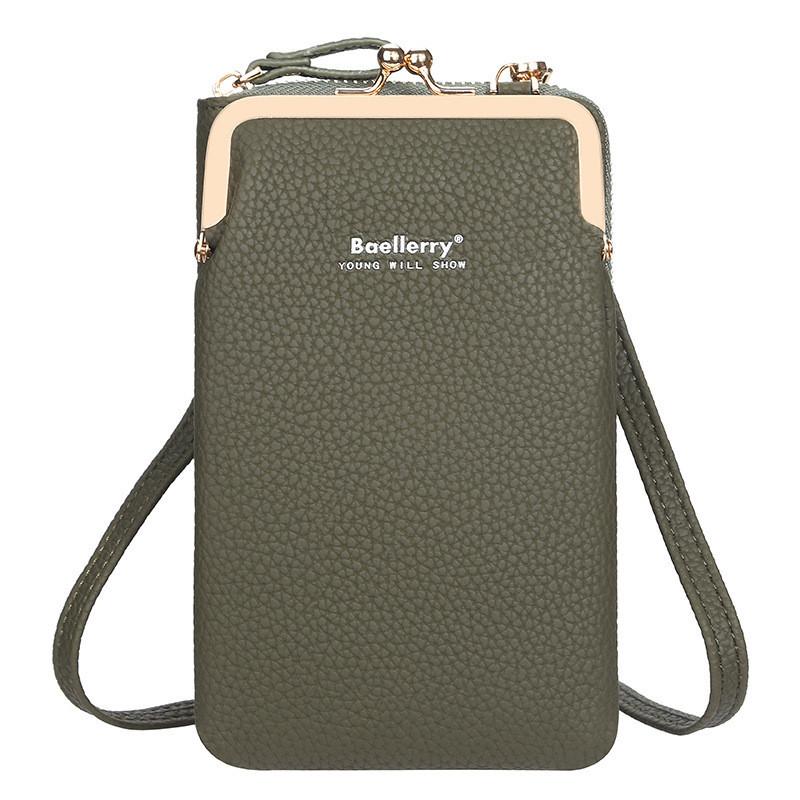 Baellerry Women s Wallet Large Capacity Long Mobile Phone Bag Fashionable Zipper Vertical Crossbody Bag зелёный