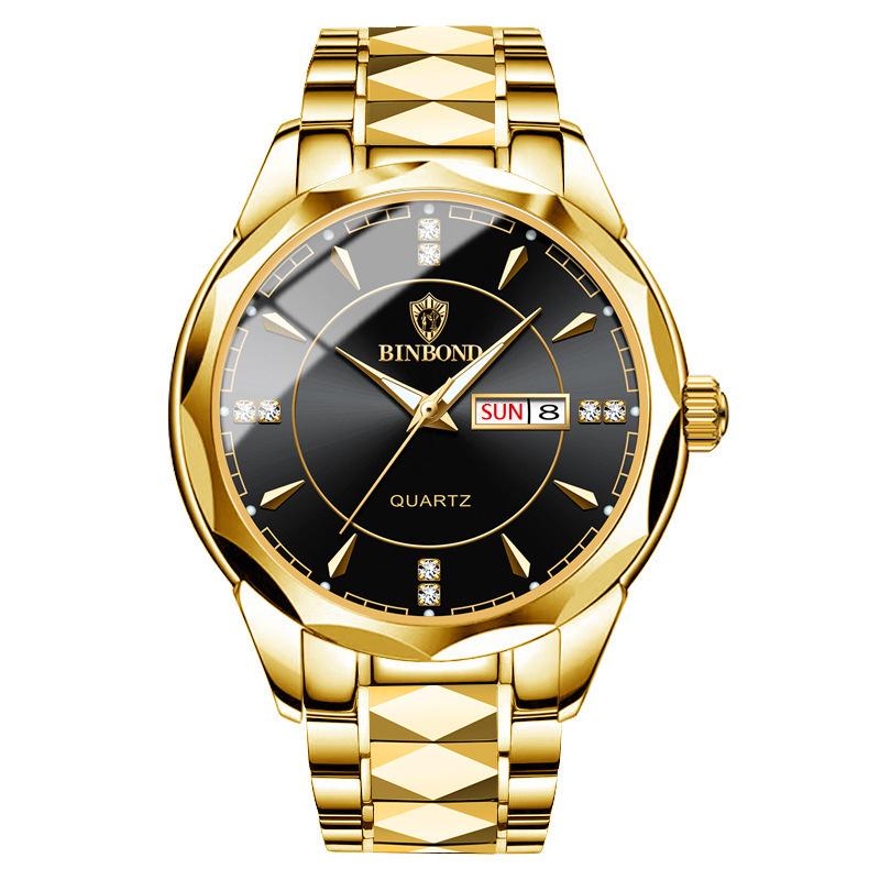 Watch Stainless steel business double calendar waterproof men's watch local tyrant gold watch