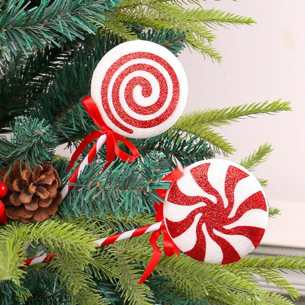 Christmas Lollipop Ornaments 4X Classic Lollipop Ornament Christmas Tree Candy Red And White Color Foam Lollipop Seasonal Decors