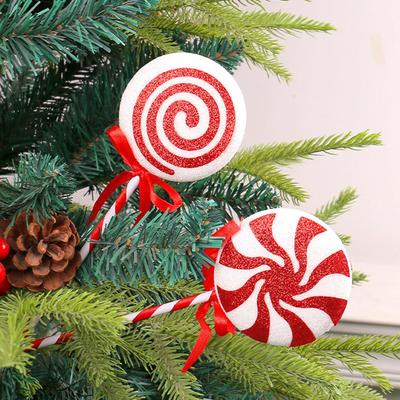 Christmas Lollipop Ornaments 4X Classic Lollipop Ornament Christmas Tree Candy Red And White Color Foam Lollipop Seasonal Decors