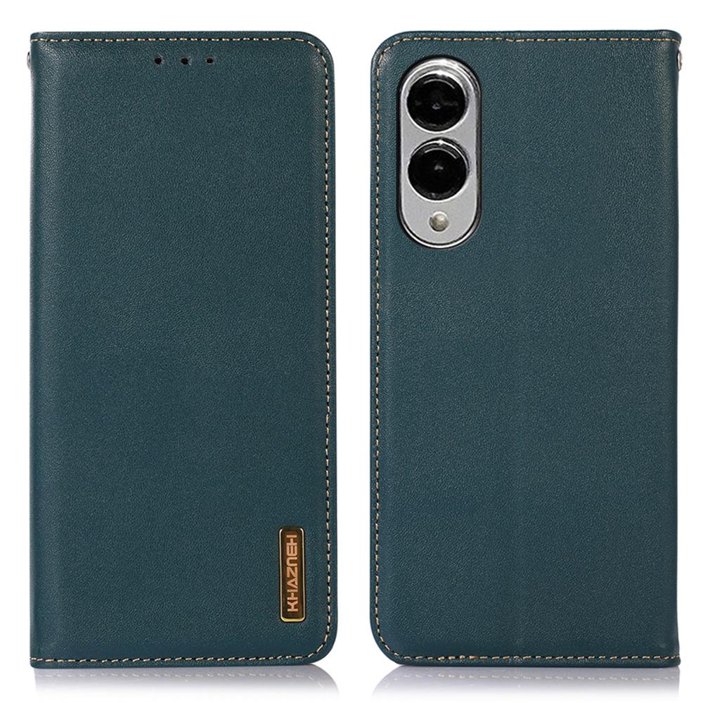 KHAZNEH For Samsung Galaxy S25 Edge Case Wallet Genuine Cow Leather Phone Cover Nappa Texture