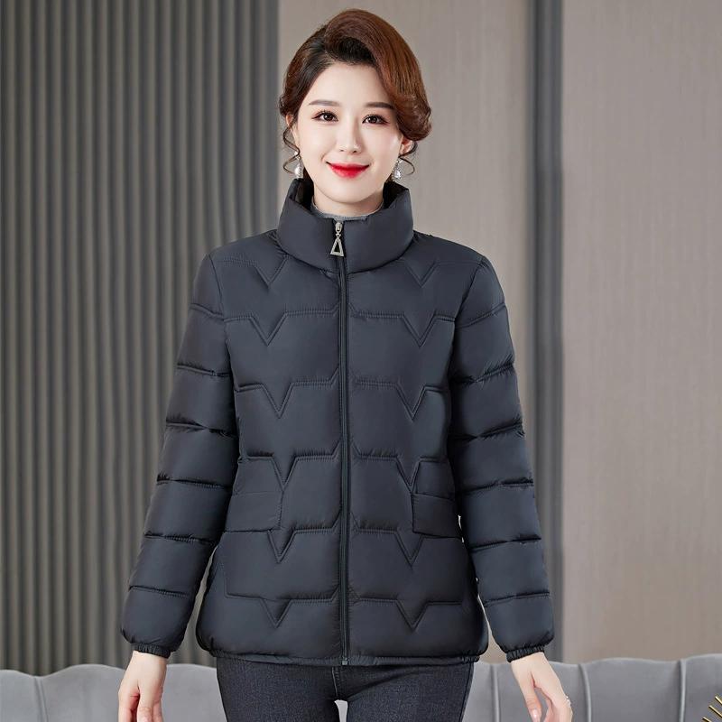 Cotton-padded Jacket Women's Short Loose-fitting Stand-up Collar Mother's Wear Western Style Small Cotton-padded Jacket Autumn Winter