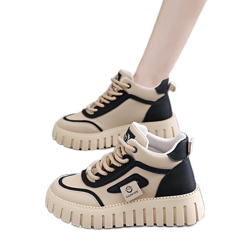 High-top shoes spring new soft-soled sports with skirt muffin thick baseplate shoes
