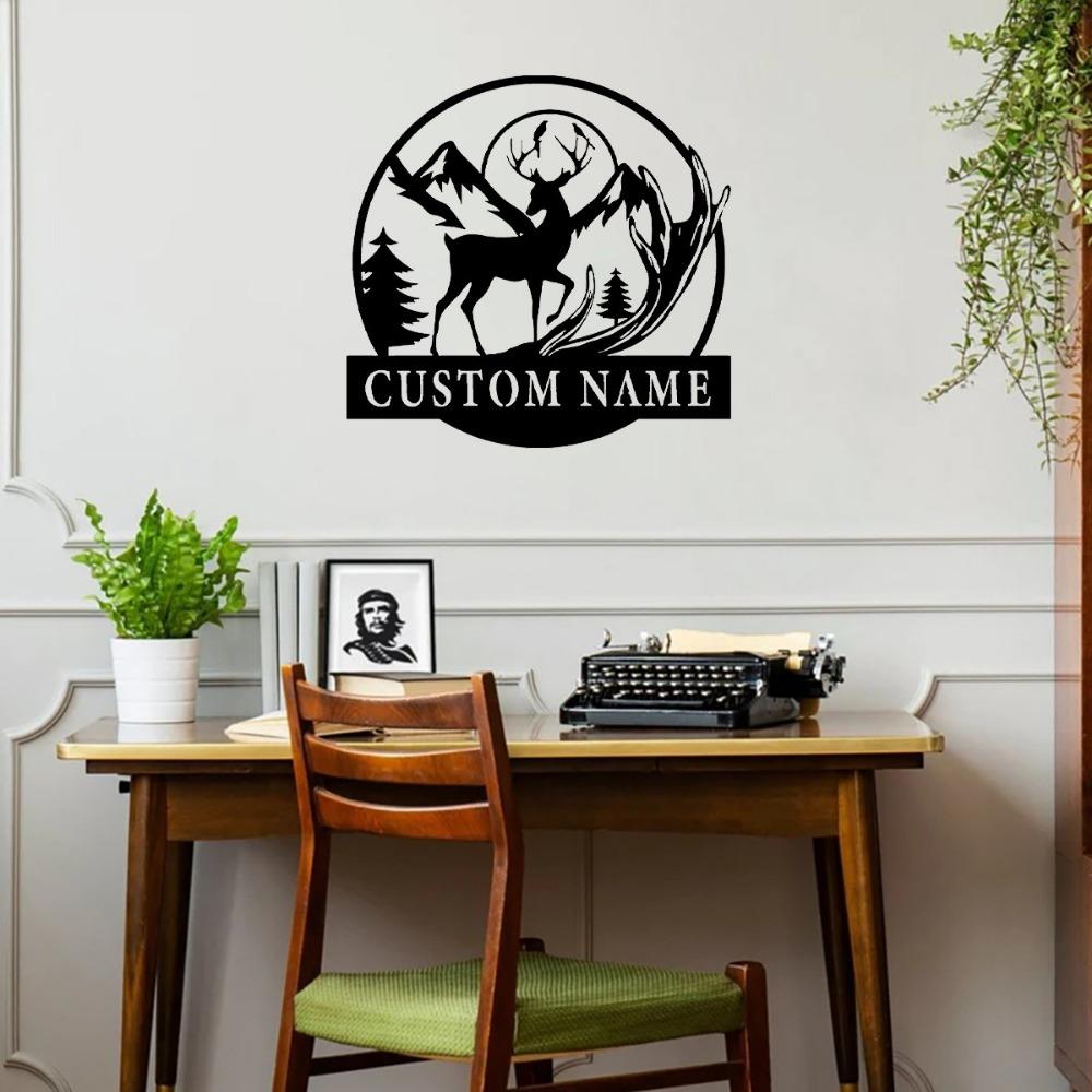 Metal Deer Wall Art, Elk Head Sculpture, Hunting Lodge Decor, Rustic Cabin Ornament, Wildlife Metal Sign