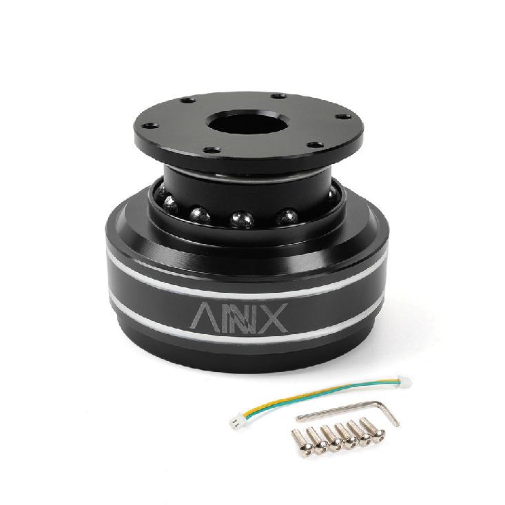 70mm CNC Aluminum Alloy Quick Release Steering Wheel Kit Compatible with M8 Force Feedback Base for Sim Racing Black (6 holes)