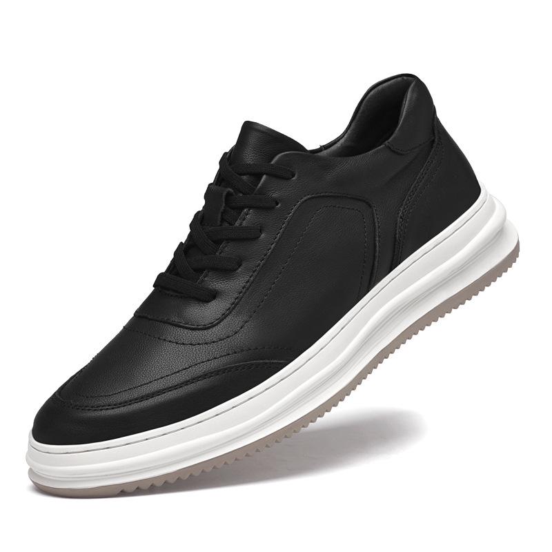 Stylish Men's Spring & Autumn White Sneakers: Versatile, Fashionable, and Comfortable with Thick Sole