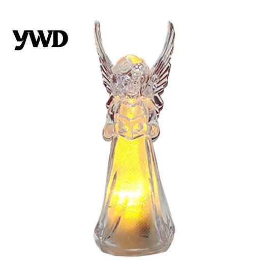Prayer Angel Figurine Guardian Night Light, Small Reading Playing Music Acrylic Statue Decoration with LED Light for Desk, Table, Shelf Decor Peaceful