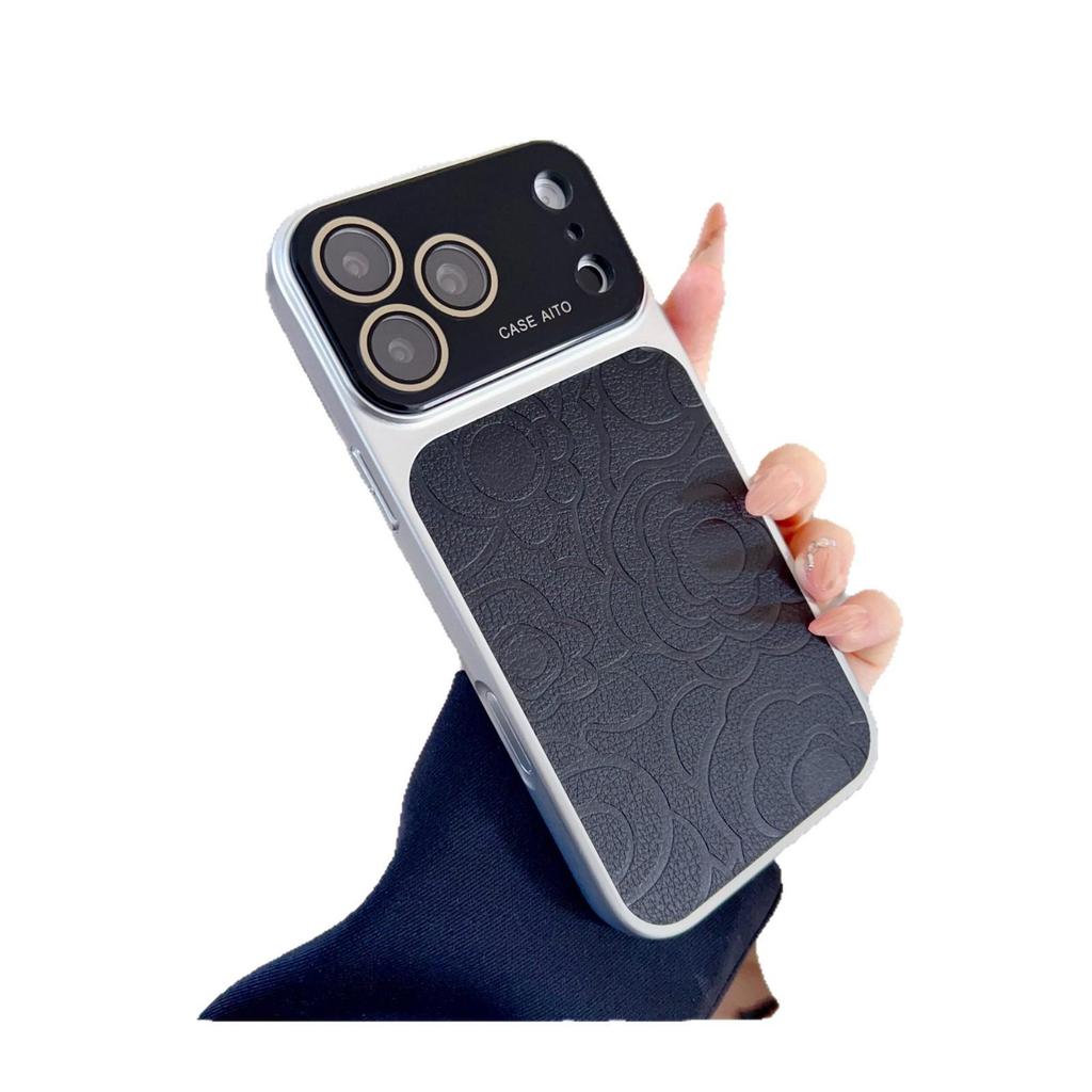Camellia Leather Textured Drop-Proof Case for iPhone 17 Pro Max, 16, 15, 14