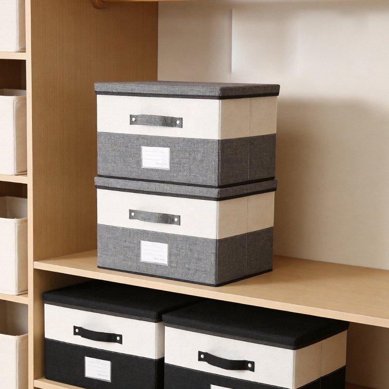 Baumwoll-Leinen Aufbewahrungsbehälter Stoff-Aufbewahrungsbox Schubladen-Organizer für Kleidung Spielzeug Bücher Beige Groß
