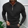 Men's Casual Fleece-lined Half-Zip Stand Collar Sweatshirt
