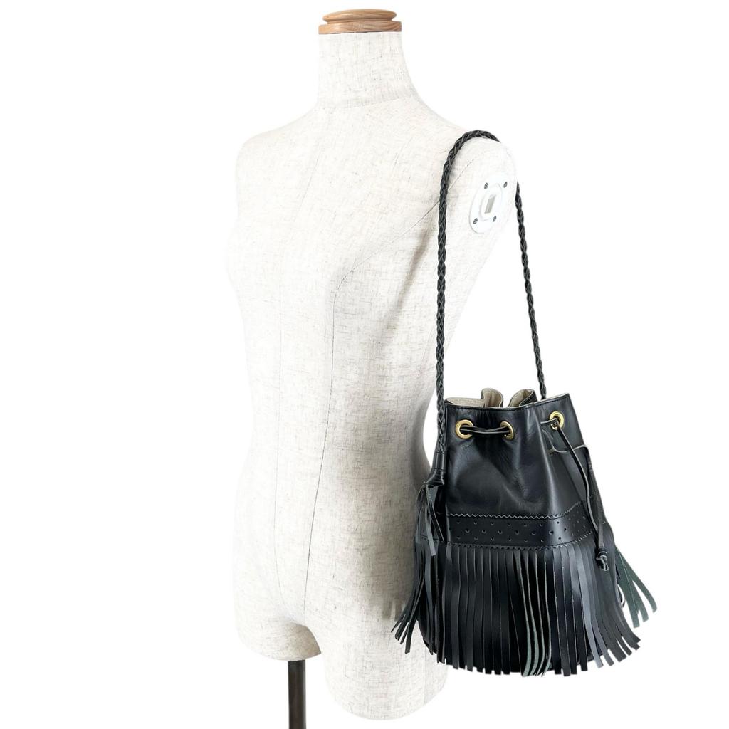 Tolle J&M Davidson Umhängetasche Carnival Fringe schwarzes Leder Damen Gebraucht