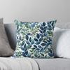 Blue & Green Watercolor Leaves Pattern Throw Cushions & Pillows Without Core