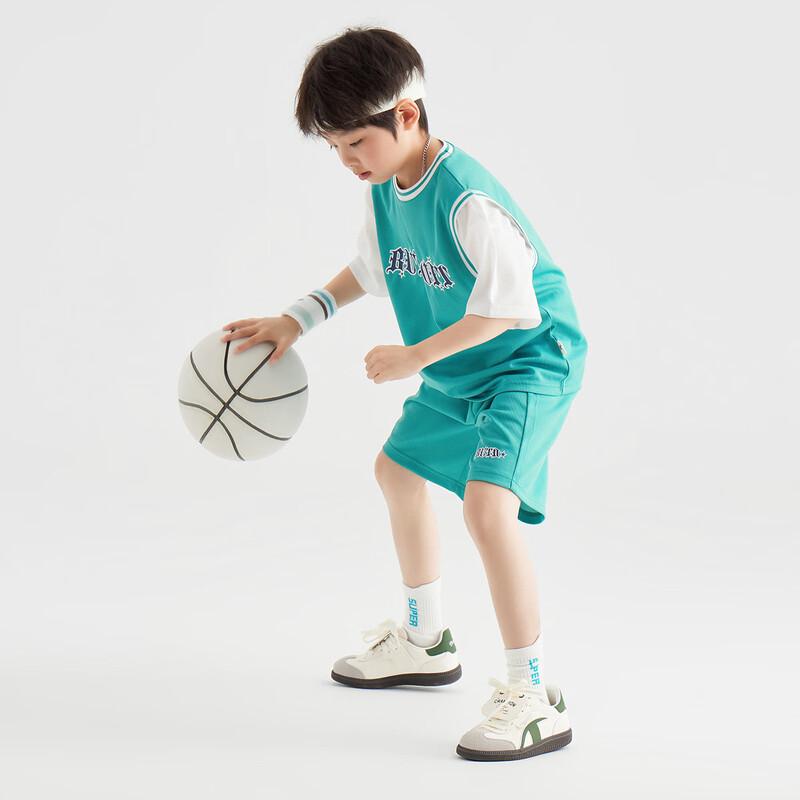 Duoduo Kids Faux Two-Piece Gothic Print Mesh Sport Set 140