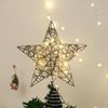 25CM Gold Luminous 3D Iron Star Christmas Tree Topper
