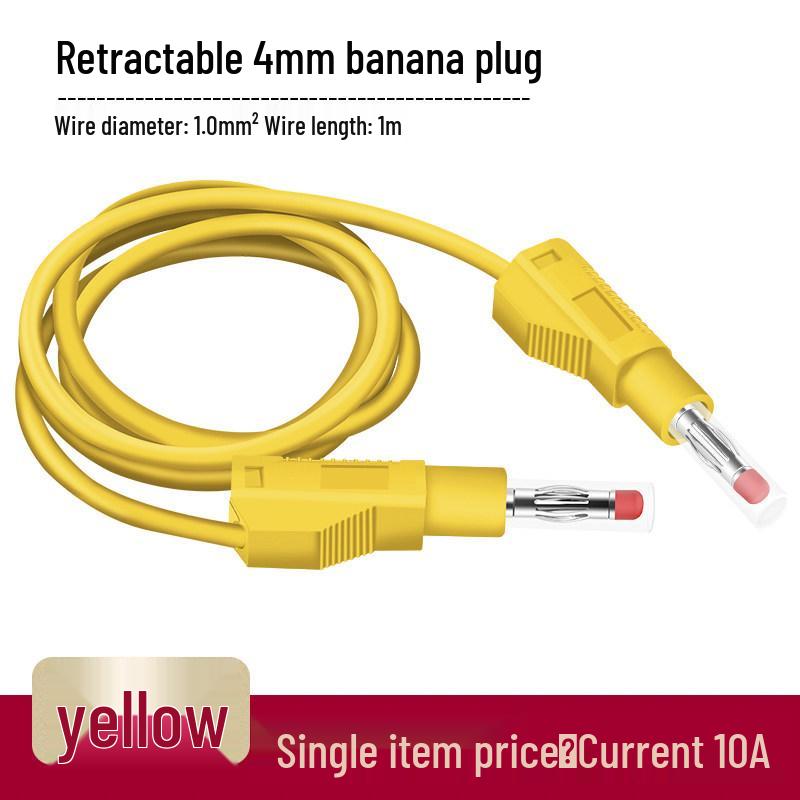 4mm Stackable Banana Plug with Safety Shroud & Spring-Retractable Nitrile Wire Test Lead