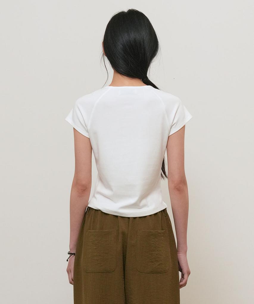 GENERALIDEA Snap Henley Neck T-Shirt [White] / Gf2Lts528