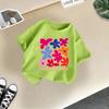 Summer Baby Children Sweet T-shirt Flower Printed Top Kids Clothes Baby Girls Cute Short Sleeve Crewneck T-shirt Kid Wear