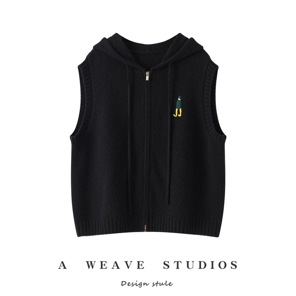 Women's Versatile Knit Hooded Vest Cardigan for Autumn/Winter