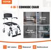 Shower Commode Wheelchair with 4 Lockable Wheels, Footrests, Flip-up Arms, 3-Level Adjustable Height, 5L Removable Bucket, 350 LBS Capacity, Commode