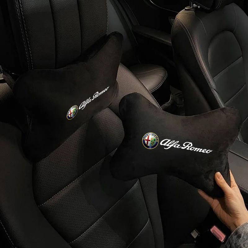 Fashion Car Seats Neck Pillow Headrest Shoulder Pad Accessories For Alfa Romeo Giulietta Mito Giulia Stelvio Brera 147 156 159