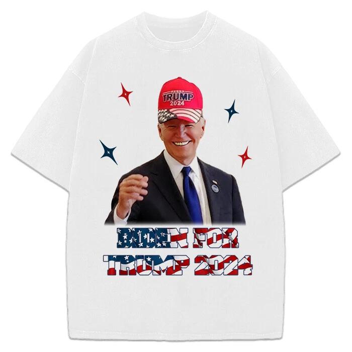 Biden For Donald Trump 2024 Maga Hat Funny Parody Custom Graphic T-Shirt S