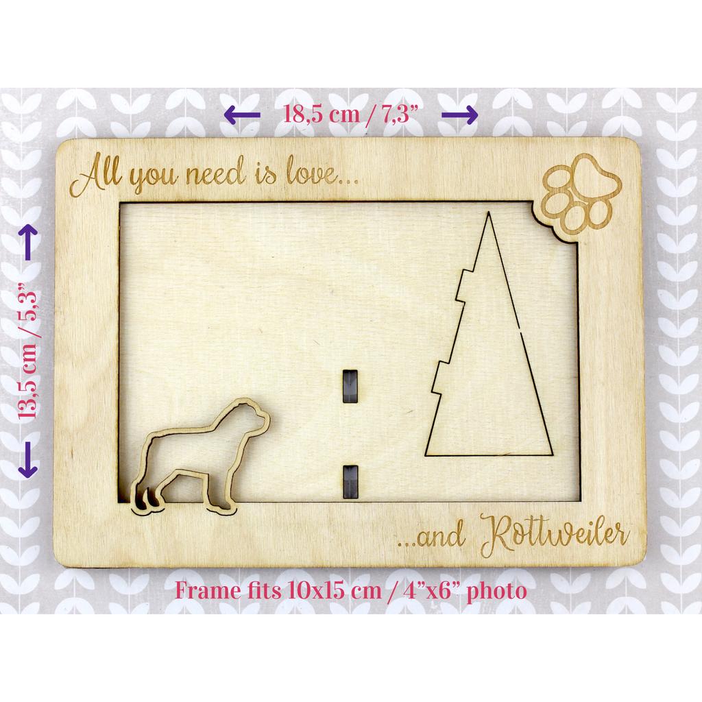 Rottweiler, Rott, Rottie - Photo frame, engraved wooden frame, a lovely gadget for the dog lover by Art-Dog