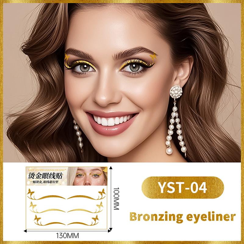Glitzer Aufkleber Gesicht Eyeliner Tattoo Flash Gold Temporäre Tattoos Wasserdichte Make-up Abziehbilder Für Mädchen Party Musikfestival