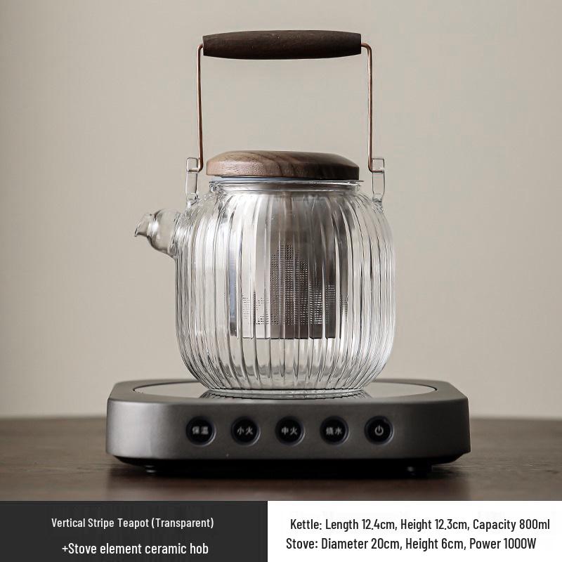 Glass Tea Kettle & Brewing Set for Induction Cooker: White Pot for Boiling, Steaming & Health-Preserving Tea at Home