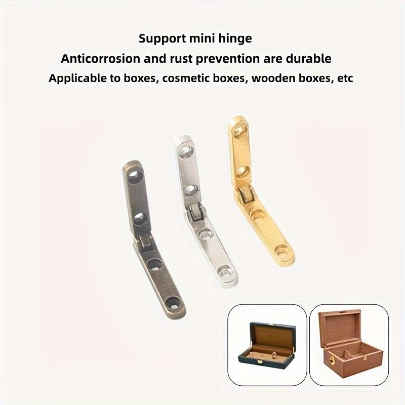 10Pcs Metal Supporting Hinges for Wooden Box Seven-character Small Hinge Five Golden Accessories Including Installation Screws