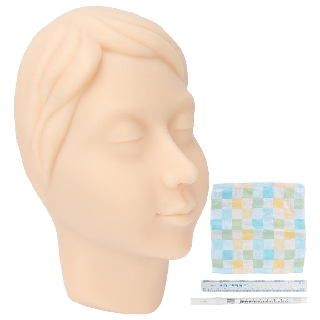 Silicone Head Model Simulation Soft Reusable Silicone Mannequin with Ruler Pen for Eyebrow Tattoo