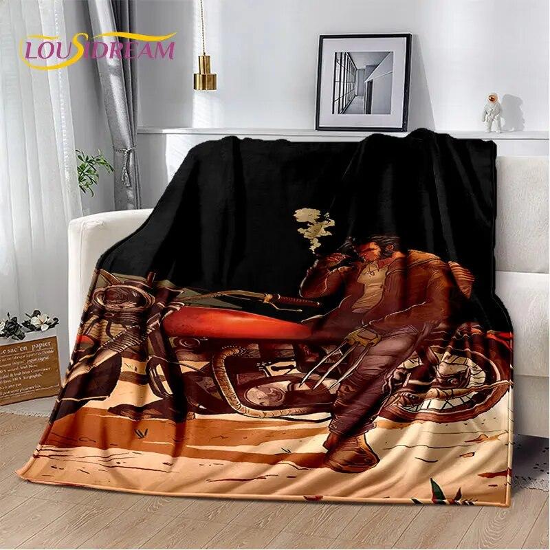 Pătură de pluș moale cu craniu de motocicletă retro, vintage, pătură de flanel, pătură pentru sufragerie, dormitor, pat, canapea, husă de picnic