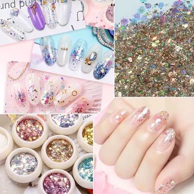8 Χρώματα Nail Glitter Set Powder Nail Pigment DIY Flake Nail Art Dust Glitter Powder Mermaid Sequis