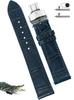 [vinacreations] 18mm Navy Blue Crocodile Watch Strap with D-Buckle - Men's Crocodile Replacement Watch Band - Slim Design with Quick-Release Spring Ba