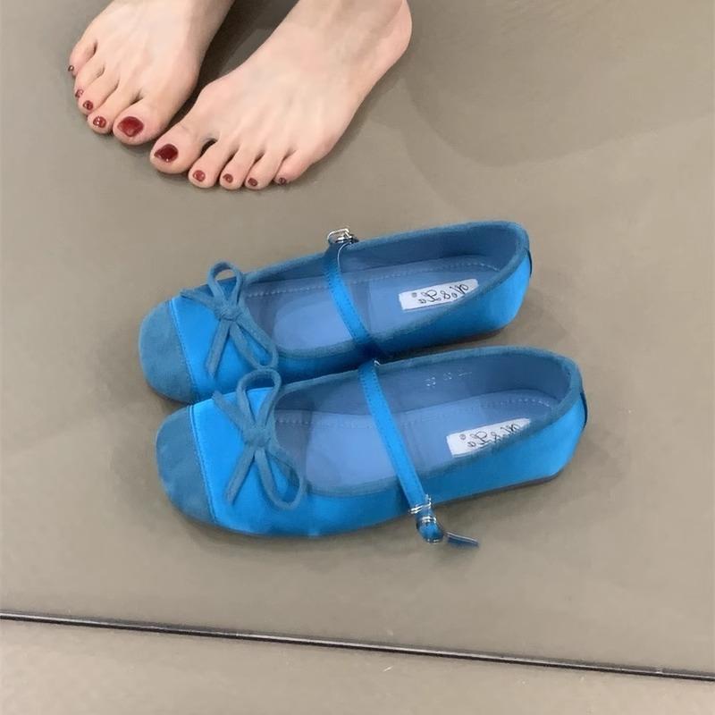 2025 Spring Evening Breeze Temperament Purple with Skirt Shallow Mouth Single Shoes Gentle and Cute Inner Increase Ballet Shoes Women's Shoes