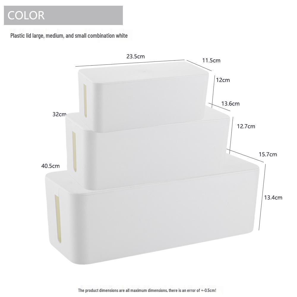 Minimalist Cable Management Box with Bamboo Lid