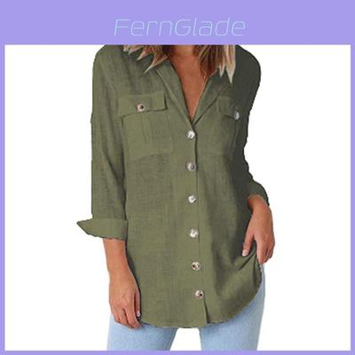 Luxurious Fashion Autumn Pocket Long Sleeve Casual Chiffon Women's Shirt Top