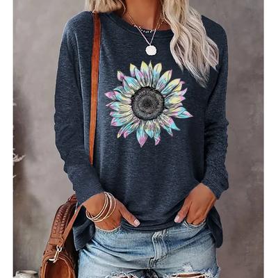 2025 Autumn & Winter Women's New Casual Crew Neck Long Sleeve Top 3D Flower Pattern