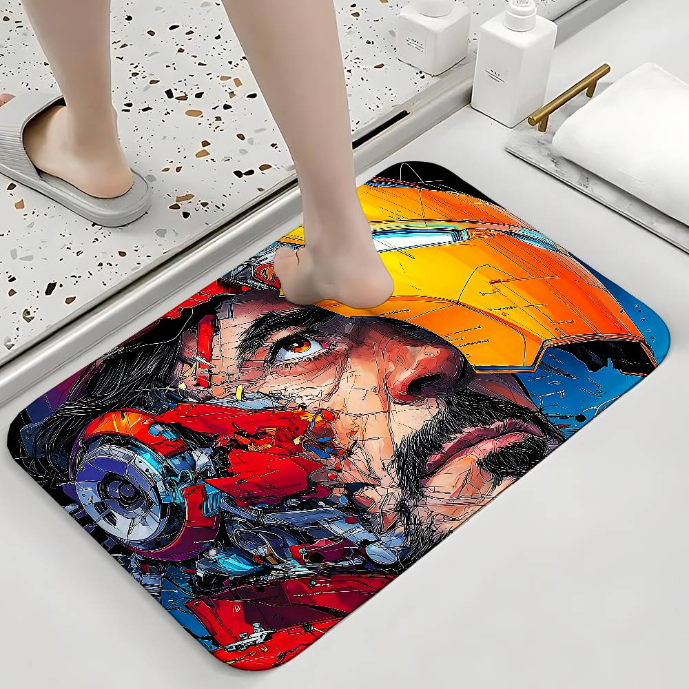 Cool I-Iron Man Classic Carpet Bathroom Anti-slip Mat Door Mat Home Decoration Mat Entrance Door Mat Scratch-resistant Door Mat