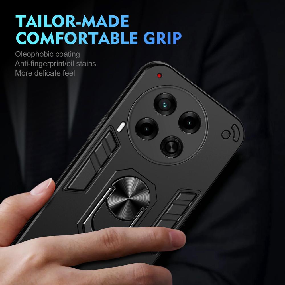 KEYSION Stoßfeste Armor-Hülle für TECNO Camon 30 4G 5G Silikon+PC Kameraschutz Ringständer Handyhülle für Camon 30 Pro 5G
