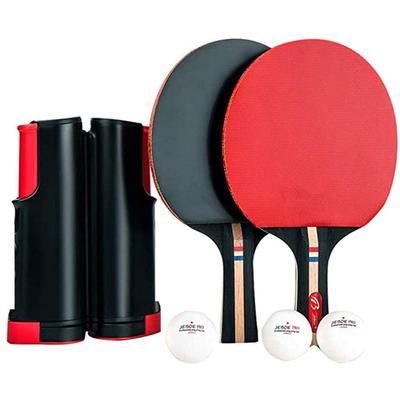 JEBOR Table Tennis Net Set (2 Rackets, Extendable Net, 3 Balls) with Handbag - Perfect for Outdoor Activities, Leisure, and Work.