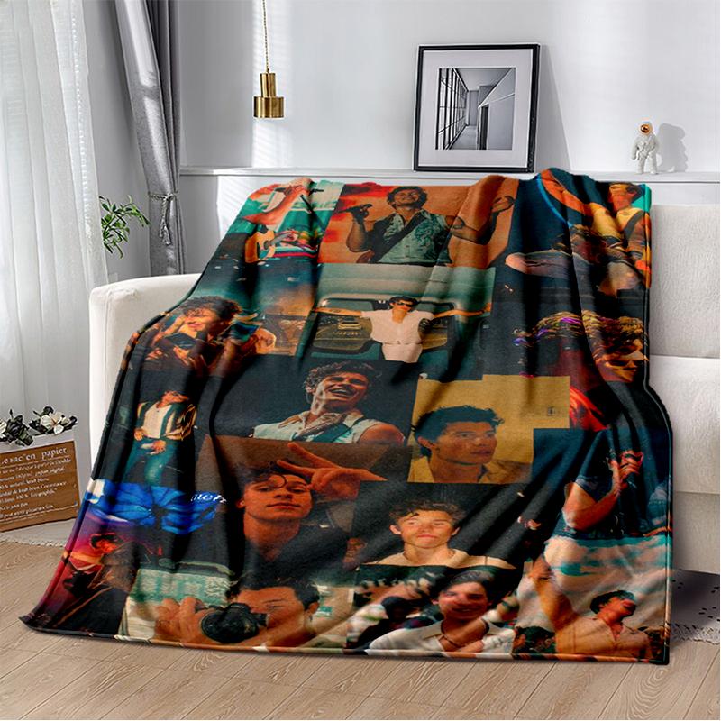 3D Shawn Mendes Handwritten Singer Soft Plush Blanket,Flannel Blanket Throw Blanket for Living Room Bedroom Bed Sofa Kid Gift