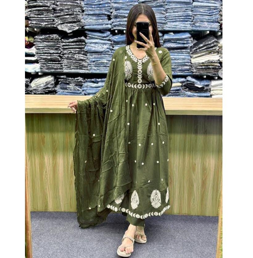 Party Wear Designer Bollywood Salwar Kameez Suit Indian Women Cotton Kurti Pant Dupatta Set